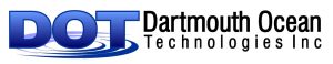 Logo for Dartmouth Ocean Technologies: the letters DOT on the left, with water ripples below, and the company's full name to the right.