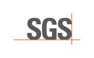 The logo for SGS: two thin orange lines run along the base and right of the gray letters SGS.