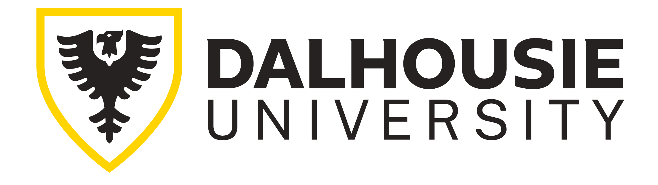 The logo for Dalhousie University in Nova Scotia, Canada: a stylized black bird in a yellow shield and the university's name to the right.